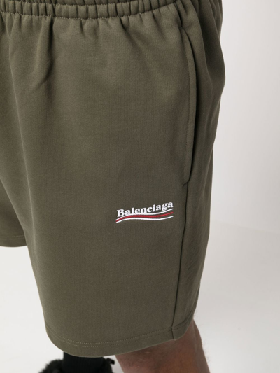 Shop Balenciaga Logo-print Track Shorts In Green