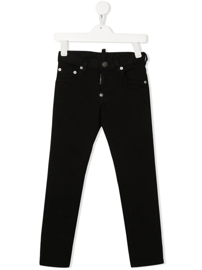 Shop Dsquared2 Logo-patch Slim-cut Jeans In Black