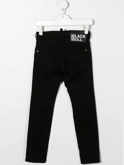 Shop Dsquared2 Logo-patch Slim-cut Jeans In Black