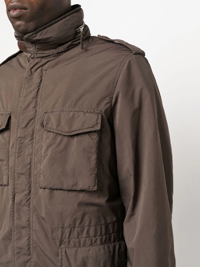 Shop Aspesi Cargo-pocket Hooded Coat In Brown