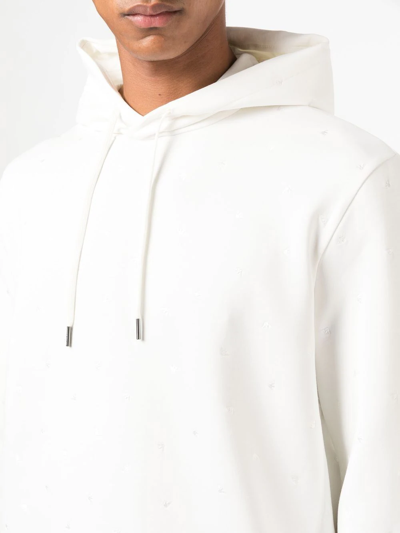 Pre-owned Emporio Armani Logo-embroidered Hoodie In White