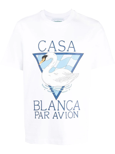 Shop Casablanca Par Avion Screen-printed T-shirt In White