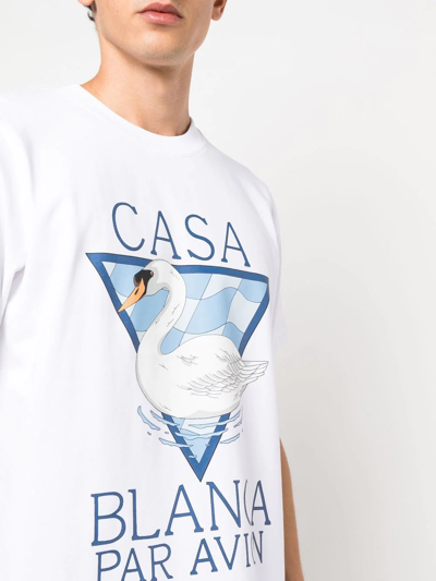 Shop Casablanca Par Avion Screen-printed T-shirt In White