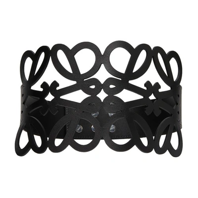 Shop Loewe Anagram Cut Out Belt In Calfskin In Black