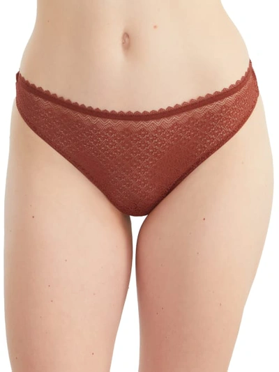 Shop Bare The Flirty Lace Thong In Spiced Apple
