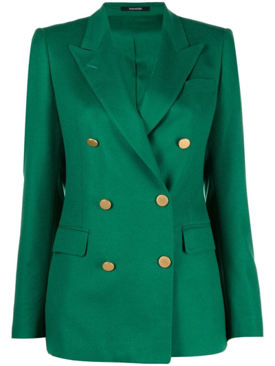 Shop Tagliatore Double-breasted Wool Jacket In Green