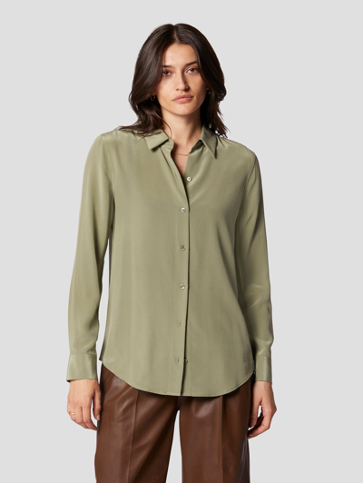 Shop Equipment Essential Silk Shirt In Deep Lichen Green
