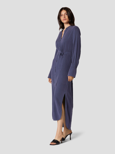 Shop Equipment Connell Silk Maxi Dress In Indigo Blue