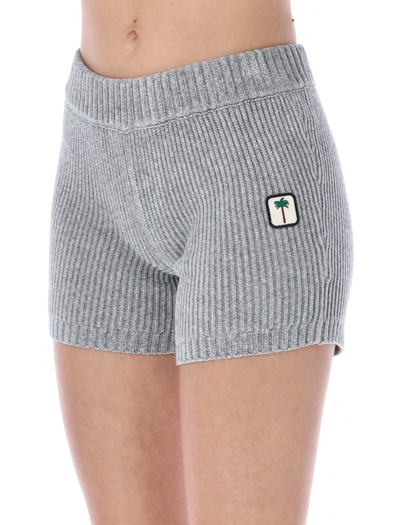 Shop Palm Angels Pxp Knit Shorts In Grey