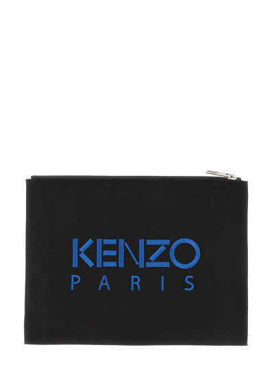 Shop Kenzo Large Pouch With Logo In Nero