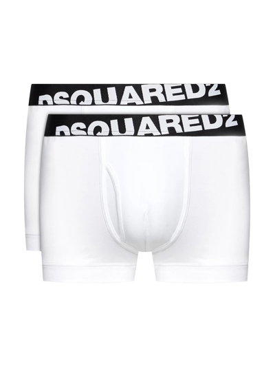 Shop Dsquared2 Pack Of Two Boxers With Logo In Bianco