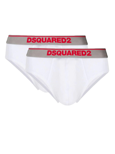 Shop Dsquared2 Pack Of Two Logo Briefs In Bianco