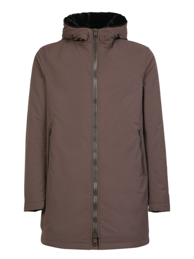 Shop Herno Keystone Parka With Internal Synthetic Fur In Brown