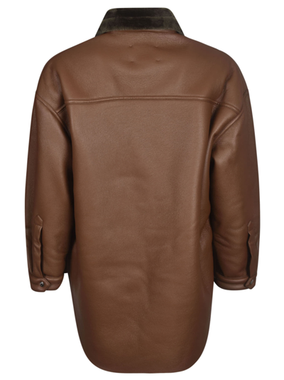 Shop Nanushka Fur Embellished Oversized Leather Jacket