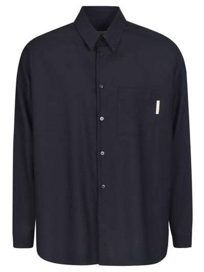 Shop Marni Oversized Plain Shirt In Blue/black