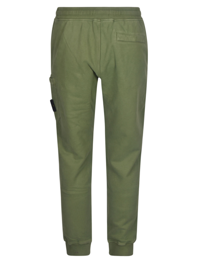 Shop Stone Island Logo Patched Drawstring Waist Track Pants In Olive