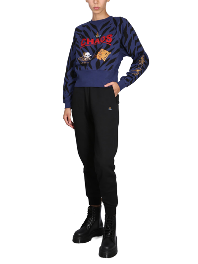 Shop Vivienne Westwood Sweatshirt With Logo Embroidery In Blu