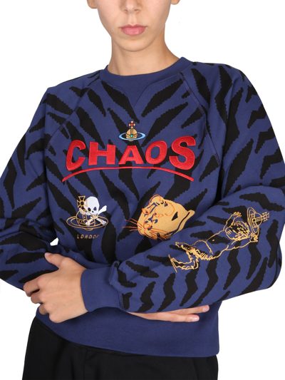 Shop Vivienne Westwood Sweatshirt With Logo Embroidery In Blu