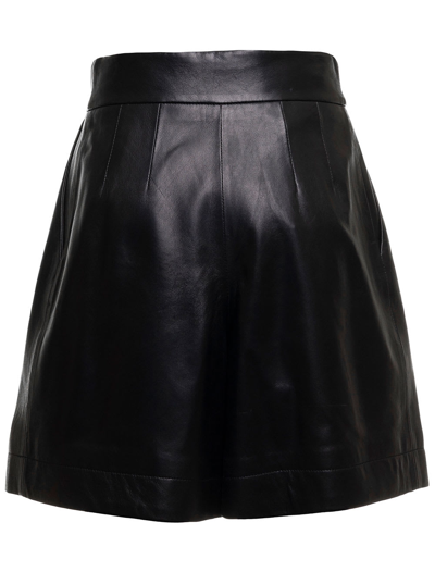 Shop Alberta Ferretti Shorts In Pelle Nero  Donna In Black