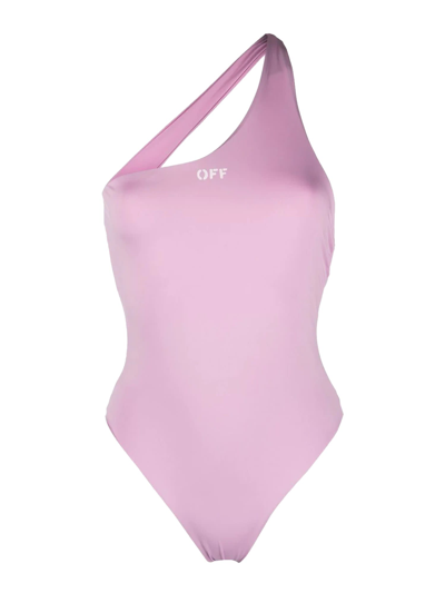 Shop Off-white One Piece Swimsuit With Logo In Lilla