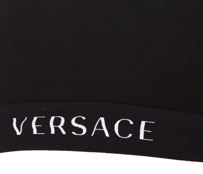 Versace Logo Band Racerback Sports Bra In Black