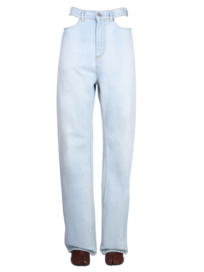 Shop Maison Margiela Jeans With Cut Out Details In Denim