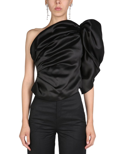 Shop Anouki One Shoulder Ruched Top In Black