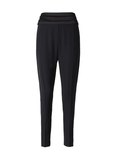 Shop Balmain Satin Panelled Tapered Trousers In Black