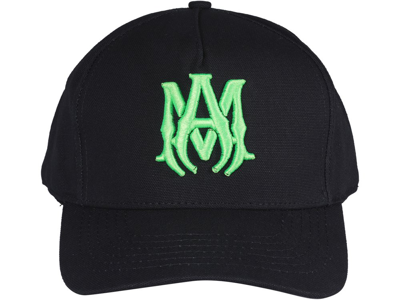 Shop Amiri Logo Embroidered Curved Peak Baseball Cap In Black