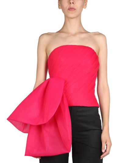 Shop Anouki Bow Detailed Strapless Top In Pink