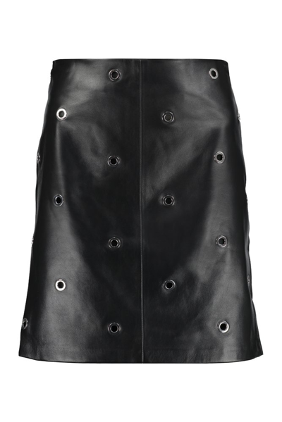 Shop Sportmax Flyth Leather Mini Skirt In Black