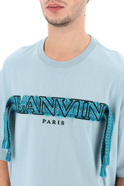 Shop Lanvin Curb Lace Oversized T-shirt In Light Blue