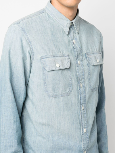 Shop Ralph Lauren Rrl Illinois Button-up Denim Shirt In Blue