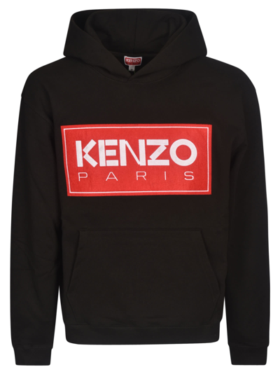 Shop Kenzo Box Logo Hoodie In Black