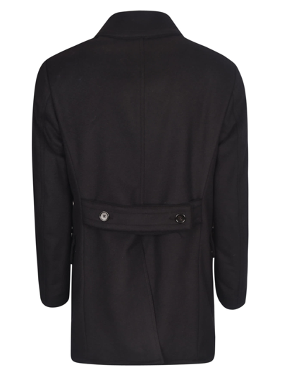 Shop Dolce & Gabbana Double-breasted Plain Peacoat In Black