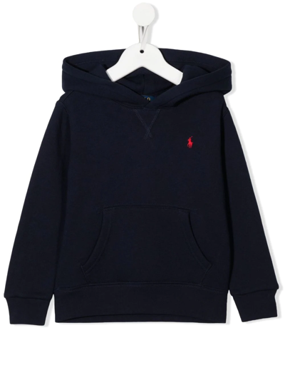 Shop Ralph Lauren Polo Pony Long-sleeved Hoodie In Blue