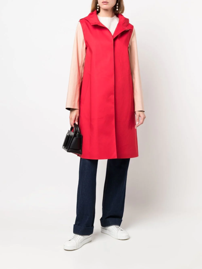 Shop Mackintosh Watten Colour-block Hooded Raincoat In Red