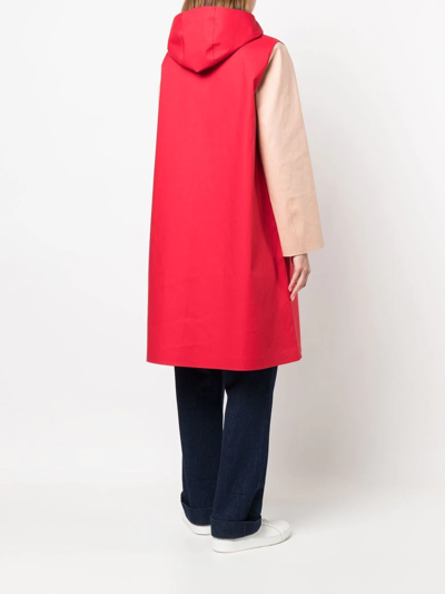 Shop Mackintosh Watten Colour-block Hooded Raincoat In Red