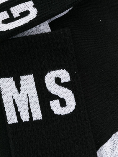 Shop Msgm Logo-print Detail Socks In Black