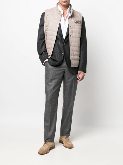 Brunello Cucinelli Pinstripe-print Single-breasted Blazer In Grey