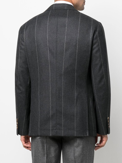Brunello Cucinelli Pinstripe-print Single-breasted Blazer In Grey