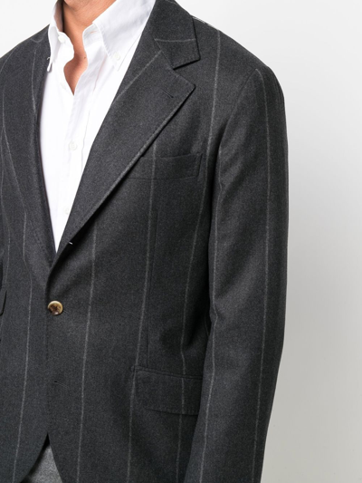 Brunello Cucinelli Pinstripe-print Single-breasted Blazer In Grey