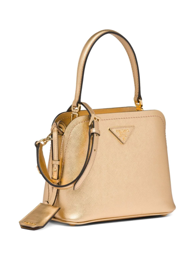 Shop Prada Logo-detail Tote Bag In Gold