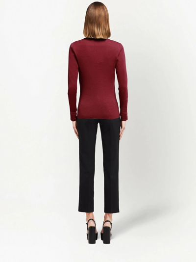 Shop Prada V-neck Cashmere-silk Cardigan In Red