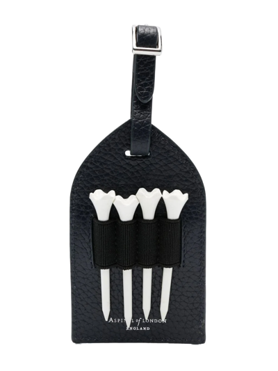 Aspinal Of London Debossed-logo Golf Tee Holder In Blue
