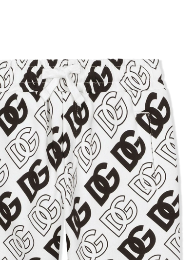 Dolce & Gabbana White Sweatpants For Boy With Black Logo In White