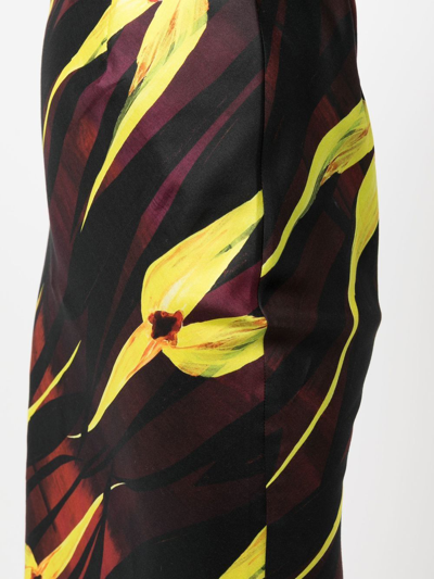 Shop Louisa Ballou Floral-print Midi Pencil Skirt In Black