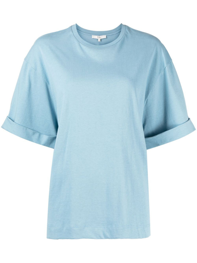Tibi Solid-color Crew-neck T-shirt In Blue | ModeSens