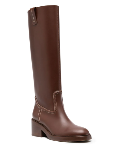 Shop Chloé Knee-high Heeled Boots In Brown