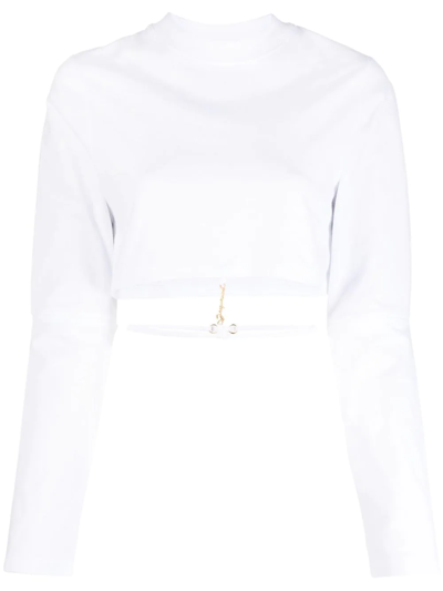 Shop Jacquemus Logo-charm Cropped T-shirt In White